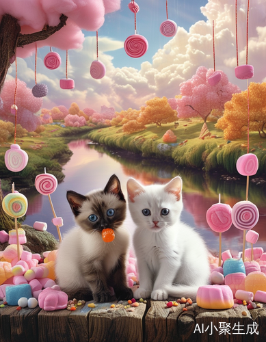 云朵棉花糖的小猫糖果世界