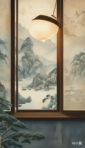 Ancient Landscape Illustration with Dreamy Lighting and Textural Contrast