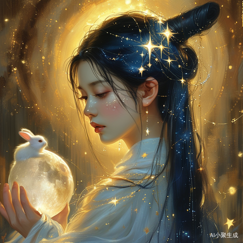 星辰与月亮的嫦娥与白兔幻境