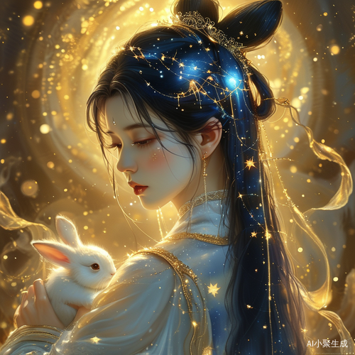 星辰与月亮的嫦娥与白兔幻境