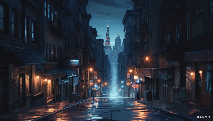 夜晚暗色调的城市街道背景