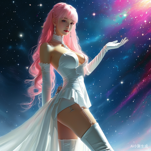 高贵女帝般的美女在星辰下的优雅邀请