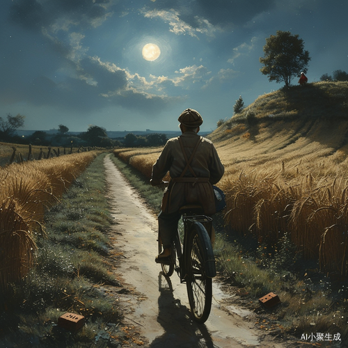 黑夜小路上的父女骑行与隐秘土丘