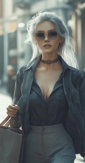 美女模特在复古街头优雅漫步
