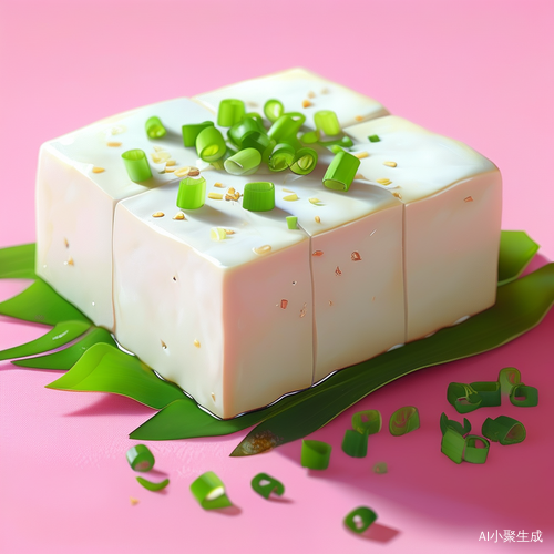 白豆腐与葱花的青春美丽粉色渲染