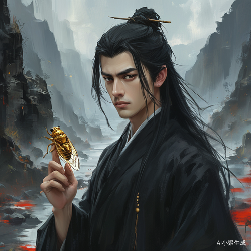 黑袍青年与金蝉在尸山血海中的冷酷身影