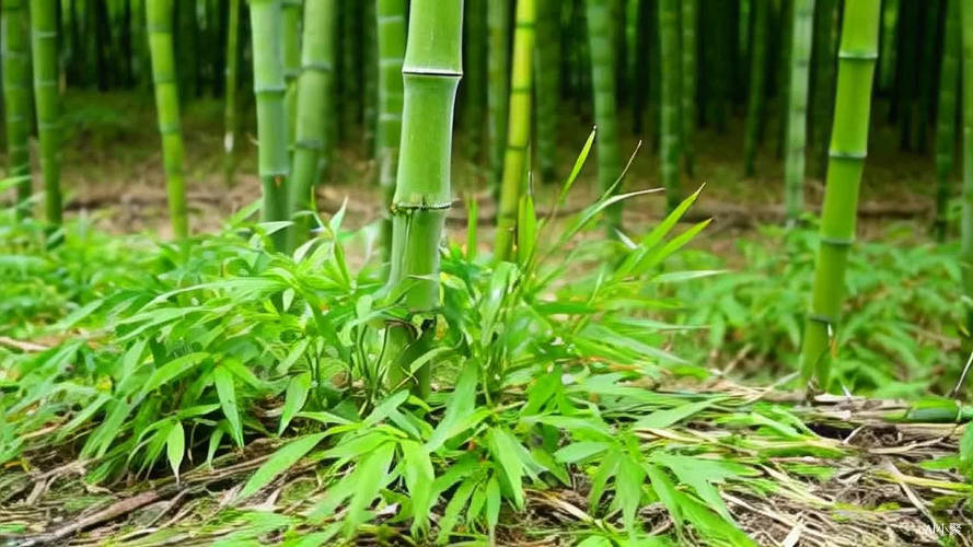 雨中竹林竹笋冒出生机蓬勃