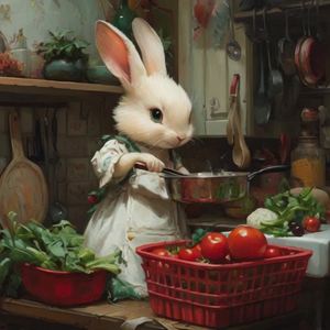 兔子炒菜动作灵巧流利