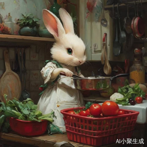 兔子炒菜动作灵巧流利