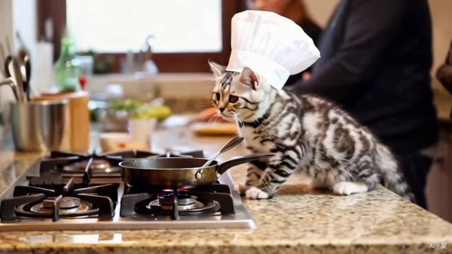 一只小猫是大厨在做饭让人看到了震惊的视频