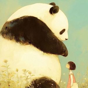 熊猫德温柔地抱起小女孩