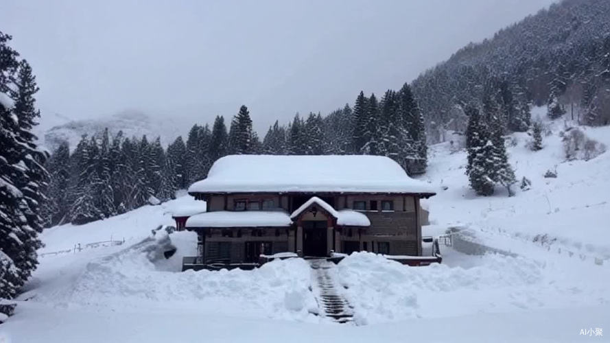 鹅毛大雪中的山庄