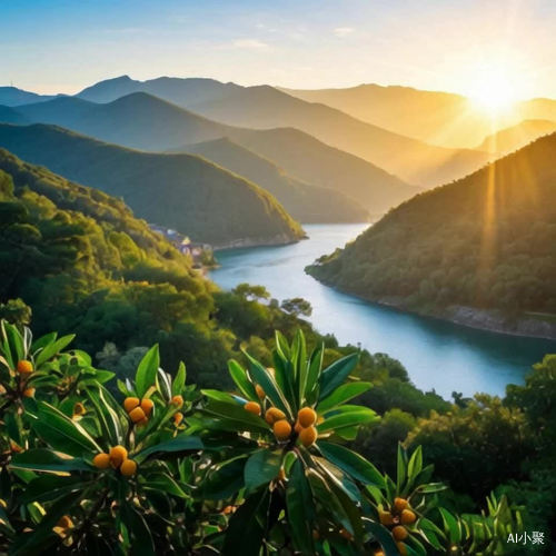 微风吹过，视频水平移动，河水流动，夕阳西下r。