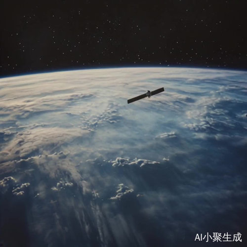 摄像机记录卫星按轨道飞行