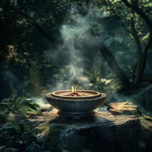 高清旋转拍摄沉香细节与烟雾缭绕