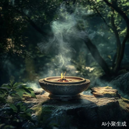 高清旋转拍摄沉香细节与烟雾缭绕