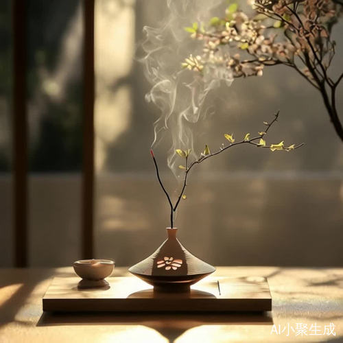 高清沉香旋转拍摄细节与烟雾魅力展现