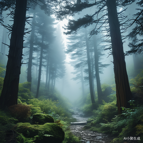 迷失谷中的重重迷雾与环绕树木