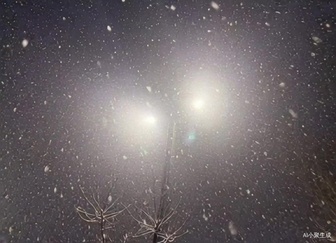 雪花缓慢飘落的静谧美景