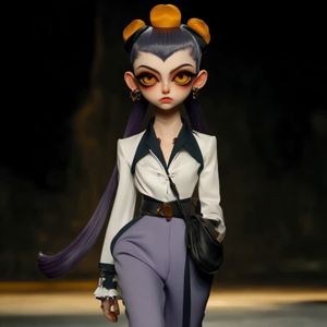 女性版敖丙T台走秀正面镜头展现
