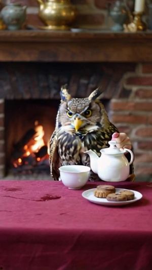 猫头鹰茶室泡茶的商业广告