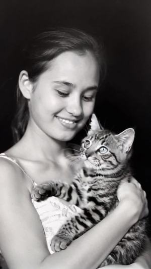美女与小猫的浪漫恋爱时刻