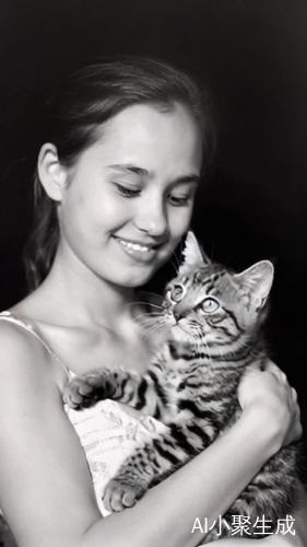 美女与小猫的浪漫恋爱时刻