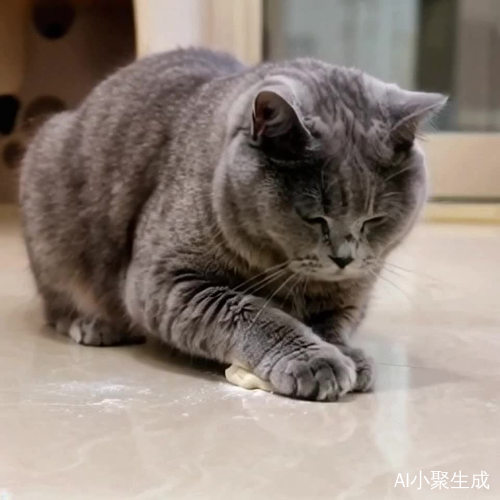 小迷糊英短灰猫揉面视频记录