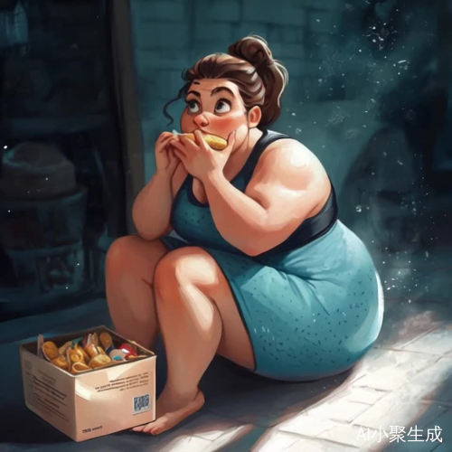 图片中的人在大口大口的吃着零食
