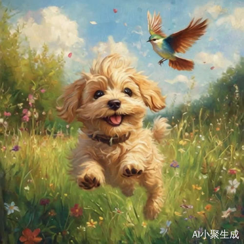 小狗在追小鸟