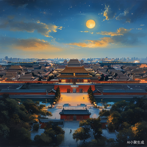 故宫夜景美丽画作创作