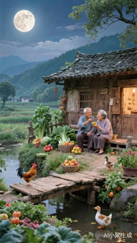 水流动，鸡走起来，树叶漂动