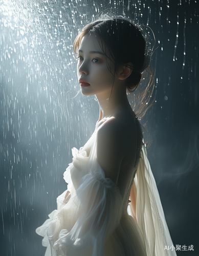 在弥漫着朦胧雾气的幽谧空间里,一位宛如神明般的清冷美人静静伫立。她身着一袭精致的白色纱裙,轻薄的纱质在微光下隐隐闪烁,每一处褶皱都似是精心雕琢,裙摆随风轻轻摇曳,仿佛流淌的银河。她那白皙的肌肤在白色裙装的映衬下更显剔透,眉眼间笼着一层忧郁的薄纱,眼神深邃而迷离,像是藏着无数不为人知的故事。清冷的气质如同一朵绽放在寒夜的白莲,遗世独立。周围的光线柔和地洒在她身上,营造出一种静谧而梦幻的氛围感,让人忍不住沉醉在这如诗如画的场景中。