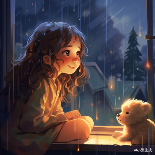 夏天窗台小女孩