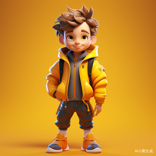 Vibrant Cartoon Boy: Bold Character Designs on Yellow Background
