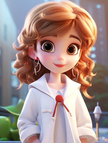 Cute Girl in White Coat: Exquisite Features and Lively Animation