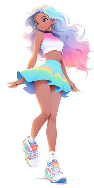 Cartoon girl,full body,3D,disney style,white background,8k,C4D,Blender,OC renderer,ultra HD