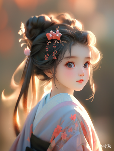 Cute Ancient Chinese Girl in Tang Dynasty Hanfu with Vivid Expression