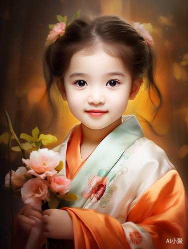 Cute Ancient Chinese Girl in Tang Dynasty Hanfu with Vivid Expression