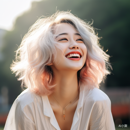 Chinese young woman with long hair smiling