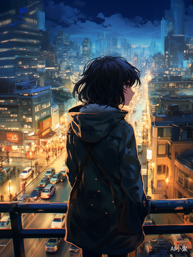 Makoto Shinkai Style: Night View of City Buildings in High Detail