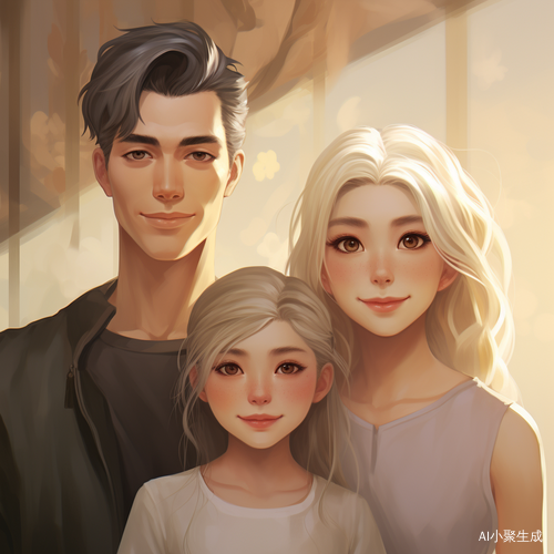 中国三口之家男女发型对比