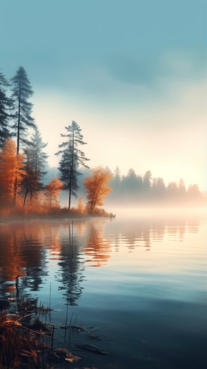 Misty,Autumn,Lake,iPhone,Wallpaper,,Foggy,Morning,Serenity,ar,1:2