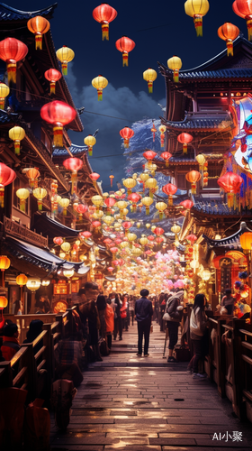 Vibrant Mid-Autumn Festival: Ancient Architecture, Mystical Aura, and Festive Atmosphere