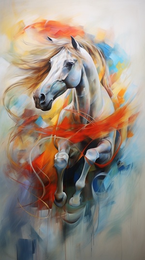 chinese,style,Abstraction:,volume,,freedom,,horse,,restraint,,nobility,,balanced,,not,bright,colors,,oil,painting