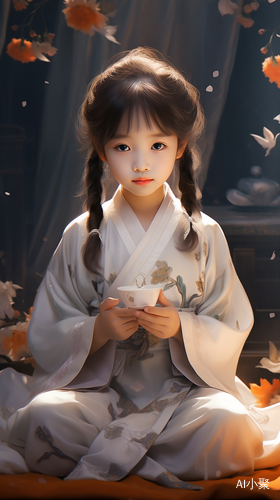 Adorable Digital Painting: A Little Girl with Magical Powers