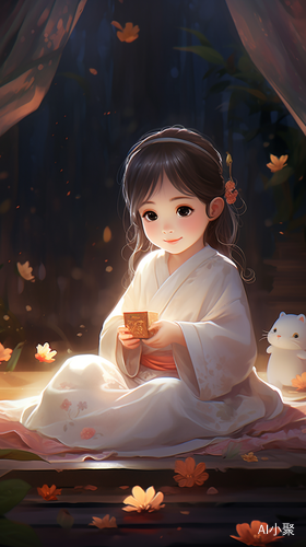 Adorable Digital Painting: A Little Girl with Magical Powers