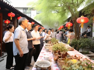 金风送爽，中秋国庆双节同庆，普天同欢四合印村，宾客盈门乡愁画展，助力振兴胥武成弟，丹青妙手金华乡邻，星耀月明翰墨飘香，光影传情乡村美景，画笔传神乡风民俗，淳朴和谐绿水青山，生态宜居农耕文化，源远流长乡村振兴，未来可期今宵难忘，把酒言欢佳节同乐，祝福声声四合印村，风雅见证金华人杰，川内扬名