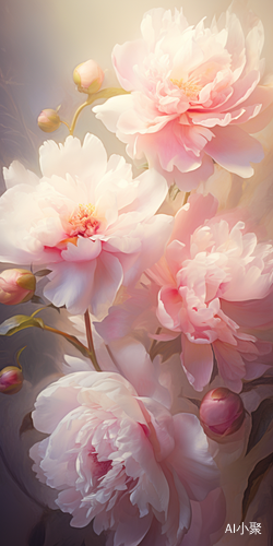 Lifelike Antique Peony Bouquet in Turner Watercolor Style