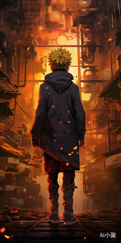 Naruto Anime Wallpaper in Cyberpunk Dystopia Style